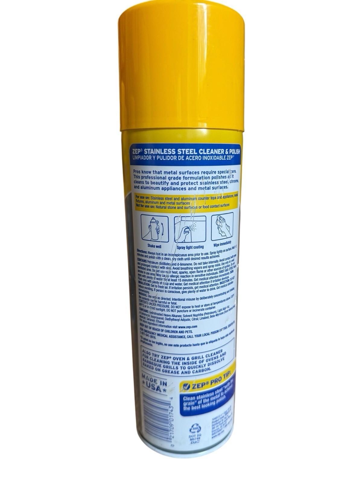 Zep Stainless Steel Cleaner & Polish (ZUSSTL144) Case of 4x 14oz Spray Cans