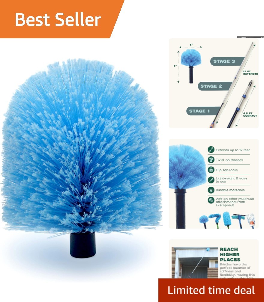 Twist-On Cobweb Duster with Soft Bristles – Versatile Indoor & Outdoor Cleaner