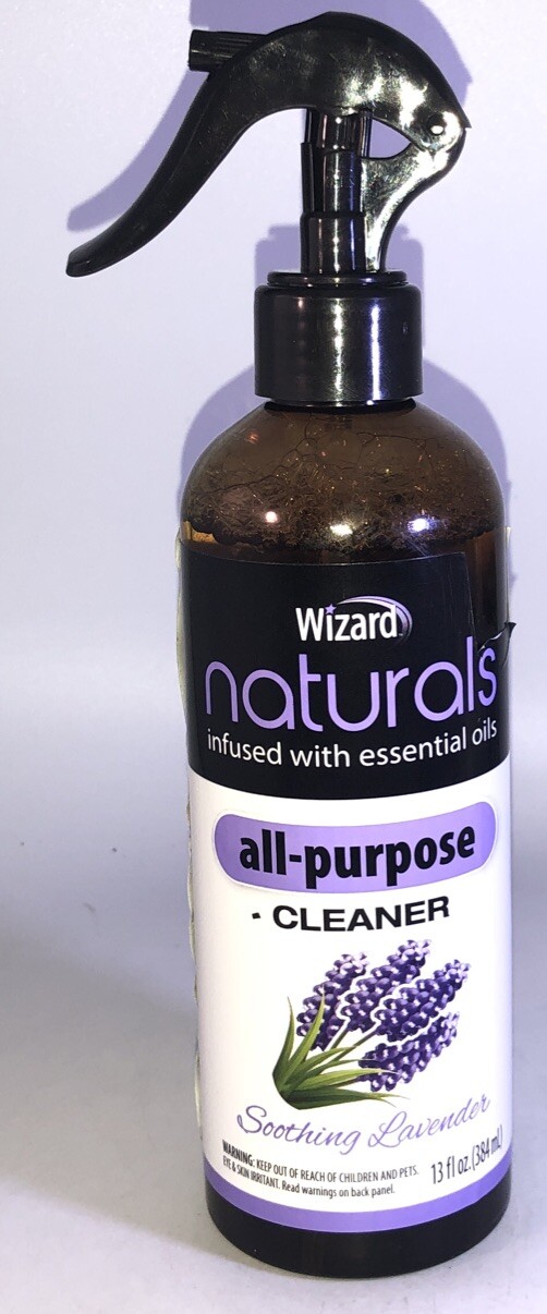 Wizard Naturals All-Purpose Spray Cleaner Soothing Lavender 13oz-Part Label Cut