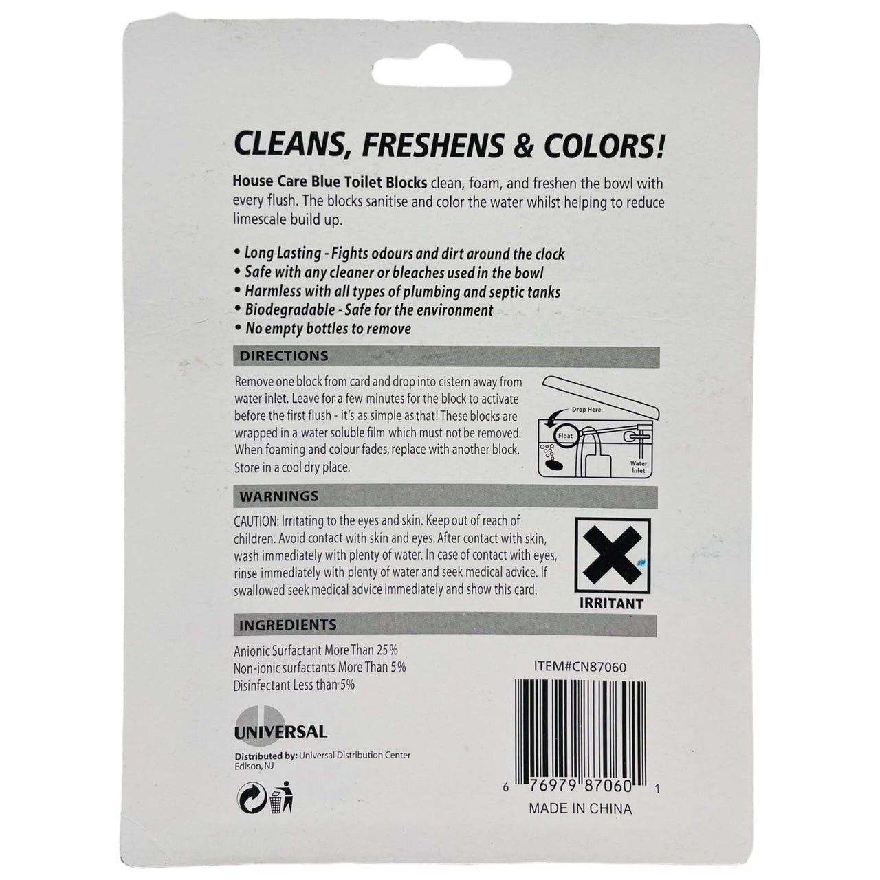 Blue Toilet Bowl Blocks / Tablets – Clean & Fresh, 5 Count (Pack of 6)
