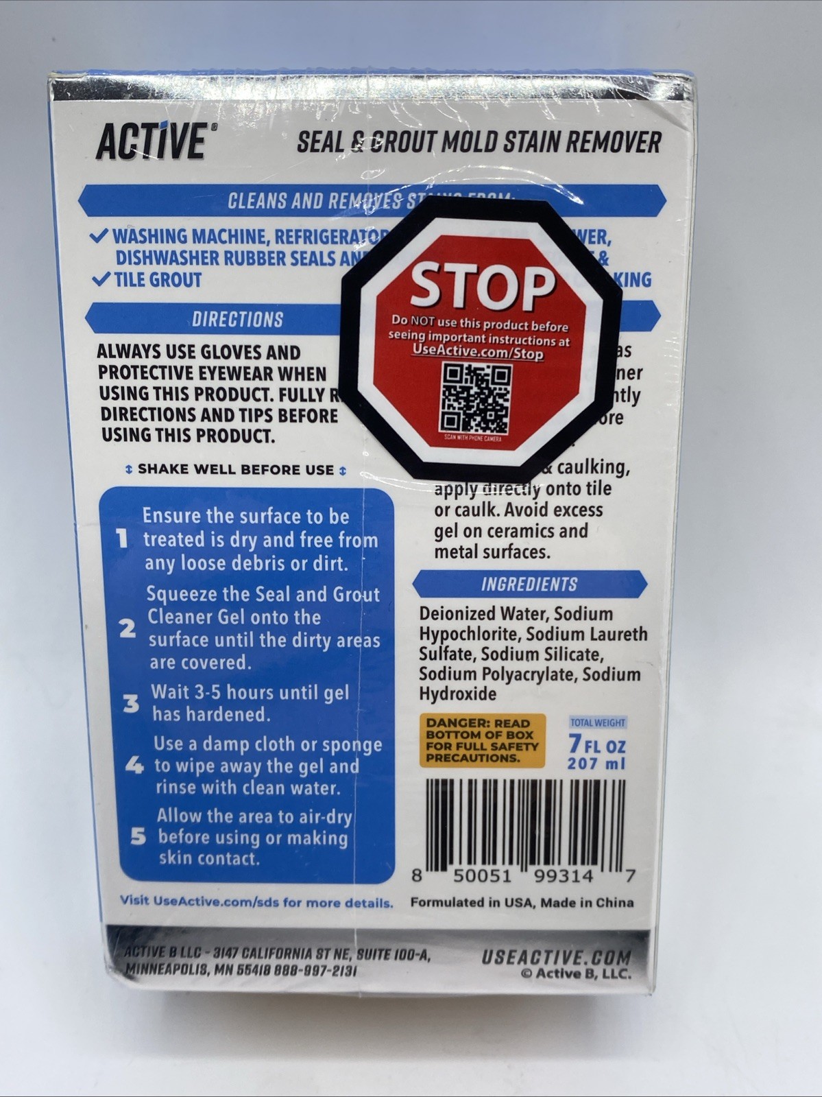 Active MOLD STAIN REMOVER Seal and Grout Deep Clean 7oz NEW SEALED