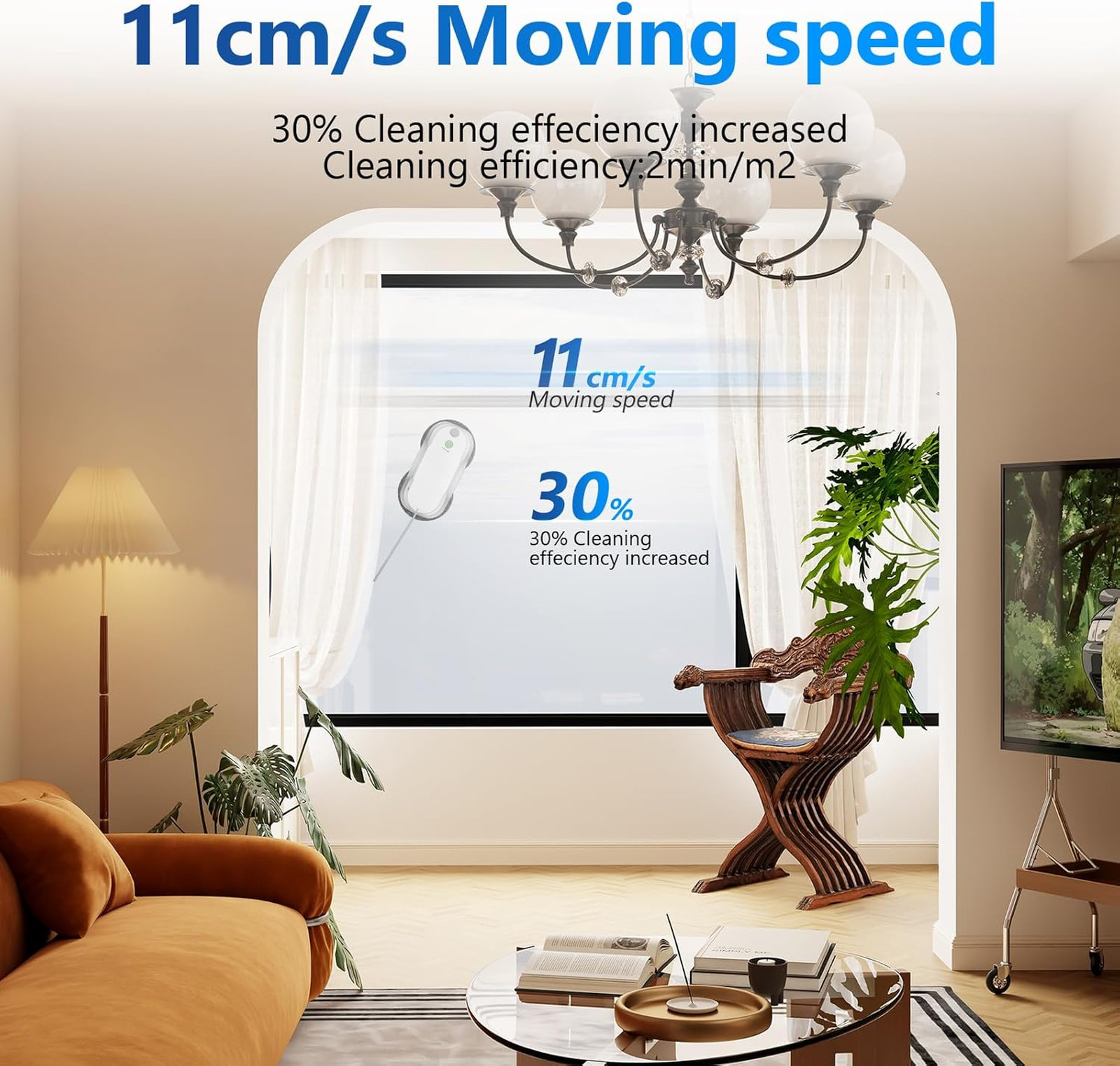 Window Cleaning Robot with Adaptive Suction 6400Pa, Auto Spray, Smart