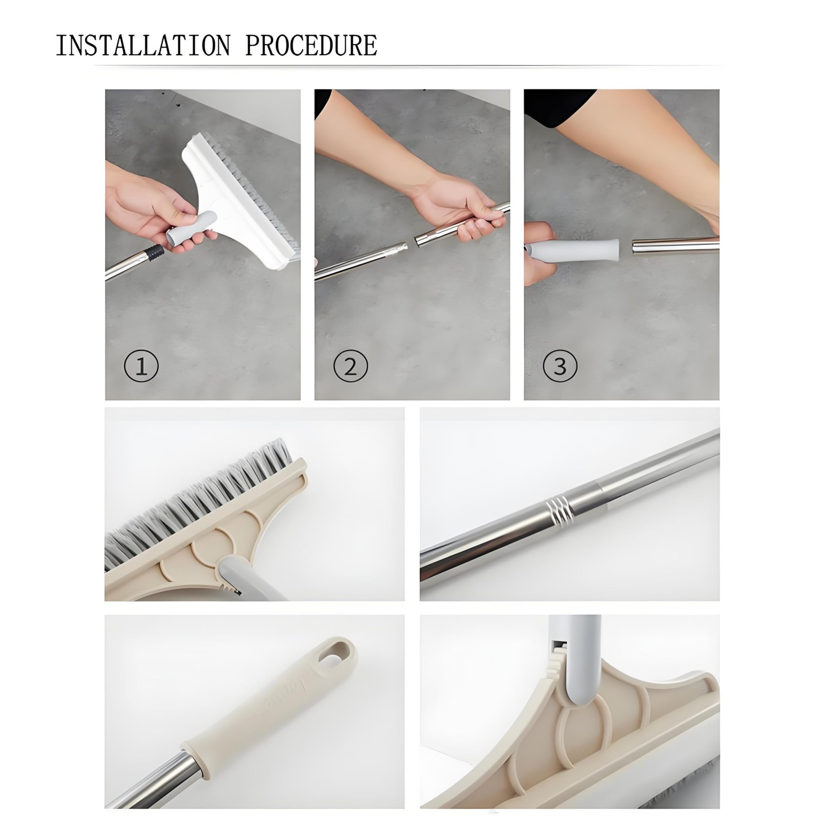 2 in 1 Cleaning Floor Scrub Brush Floor Brush Scrubber New Upgraded 53.5″ Lon…