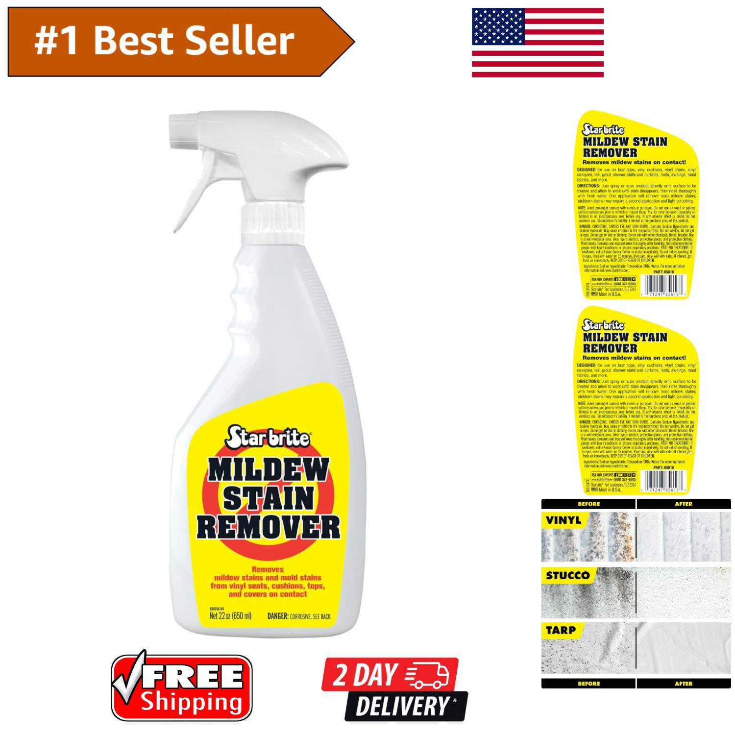 Professional-Grade Mold & Mildew Stain Remover – 22 oz Instant Cleaning Liquid
