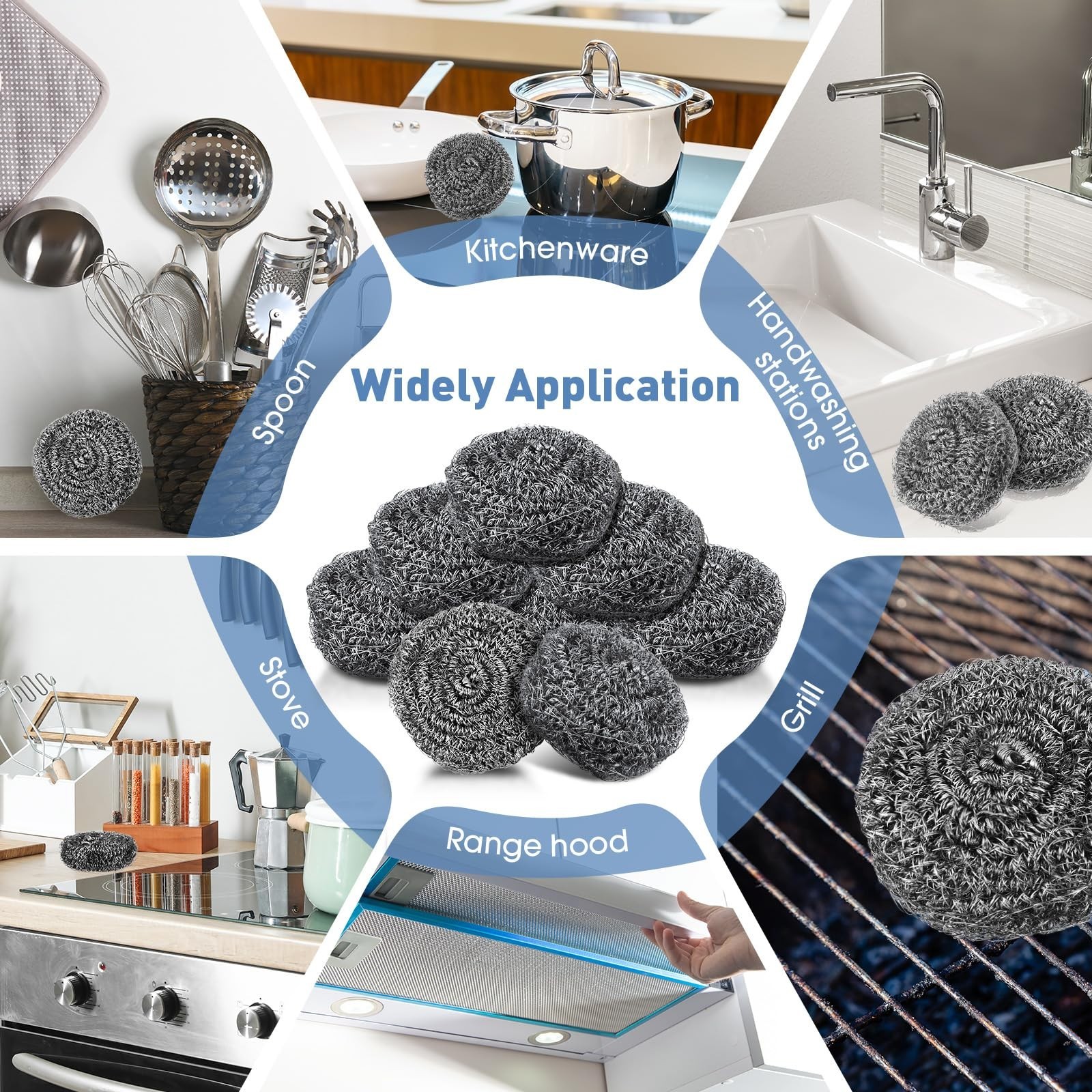 40 Pcs Stainless Steel Scrubbers – Heavy Duty Scouring Pads for Dishes, Pots, St