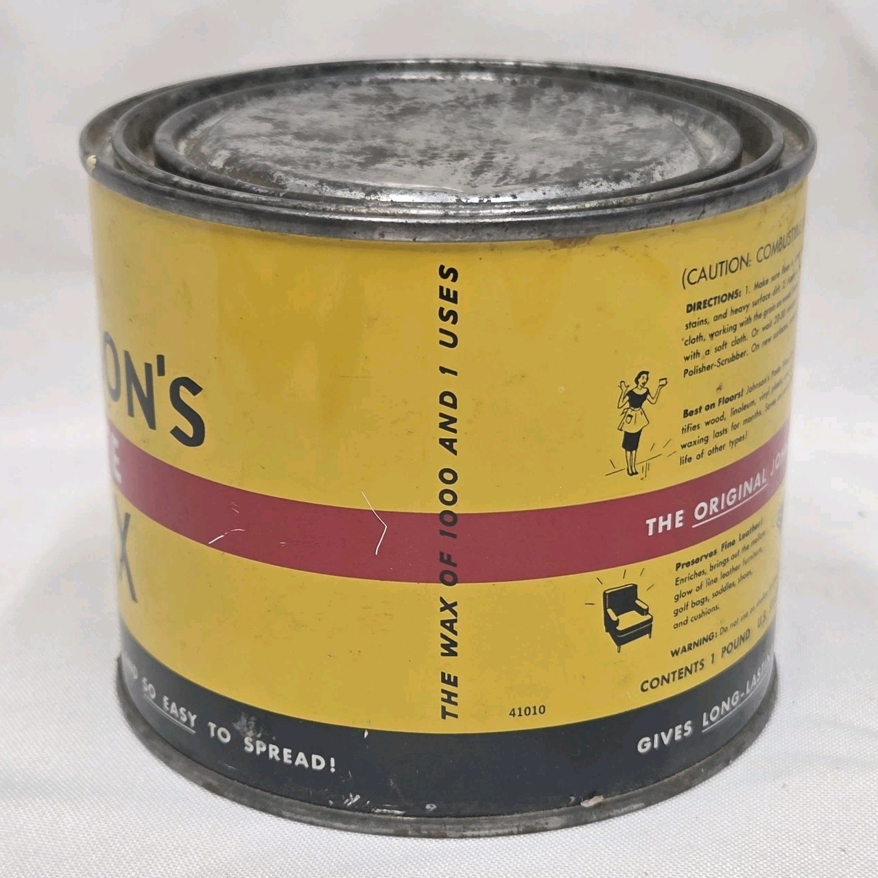 Original Formula 1950s Johnson’s Paste Wax – Partial Can – 14.8 oz Total Weight