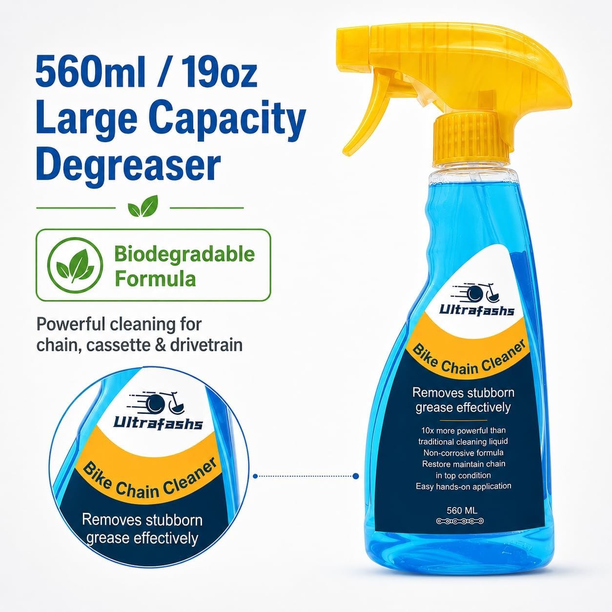 Bike Chain Cleaner Kit, 560ml/19oz Biodegradable Degreaser with 2oz Wet Chain…