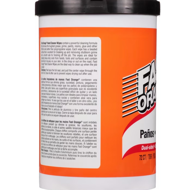 4 Pack Permatex Fast Orange Hand Cleaner Wipes, 72-Count Container Clean Scent