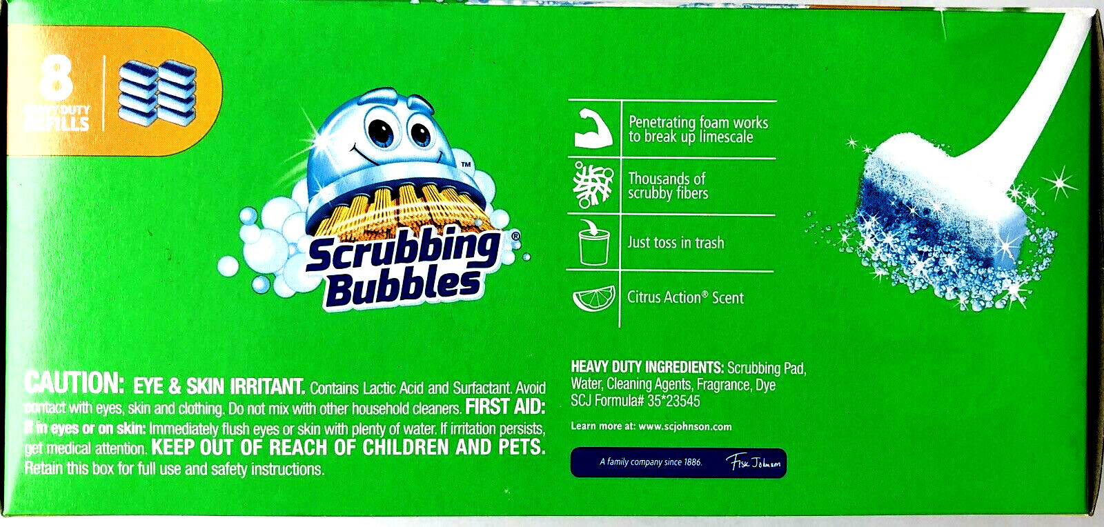 Scrubbing Bubbles One 8 Pack Citrus Fresh Brush Heavy Duty Refills Foam Pads
