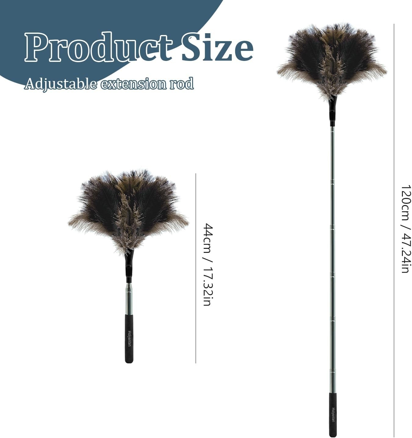 Extendable Feather Duster 47 inches Fluffy Long Handle Reusable Feather Duster