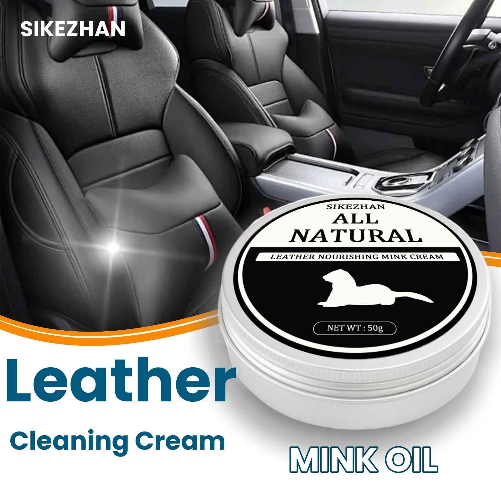 Car Leather Cleaning & Care Cream Mink Oil Polish Conditioner for Seats & Sofa