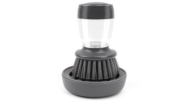 Kitchen Brush with Holder and Soap Dispensing Palm Brush Storage Set for Kitchen