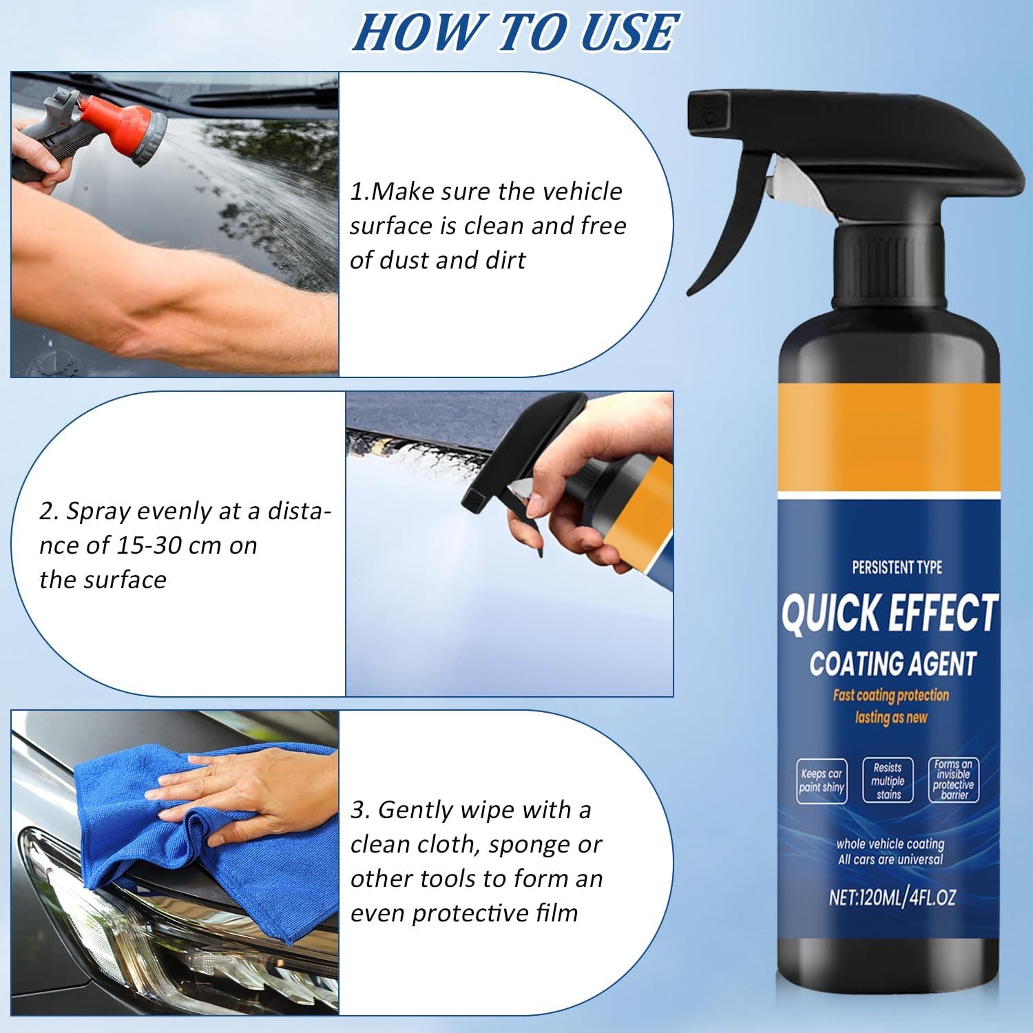 2Pcs Quick Effect Car Coating Spray, Advanced Paint Protection Agent