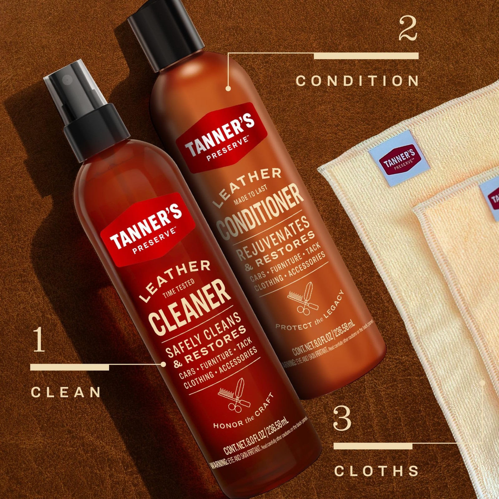 Tanner’s Preserve Leather Cleaner & Conditioner Gift Set, Cleans, Rejuvenates…
