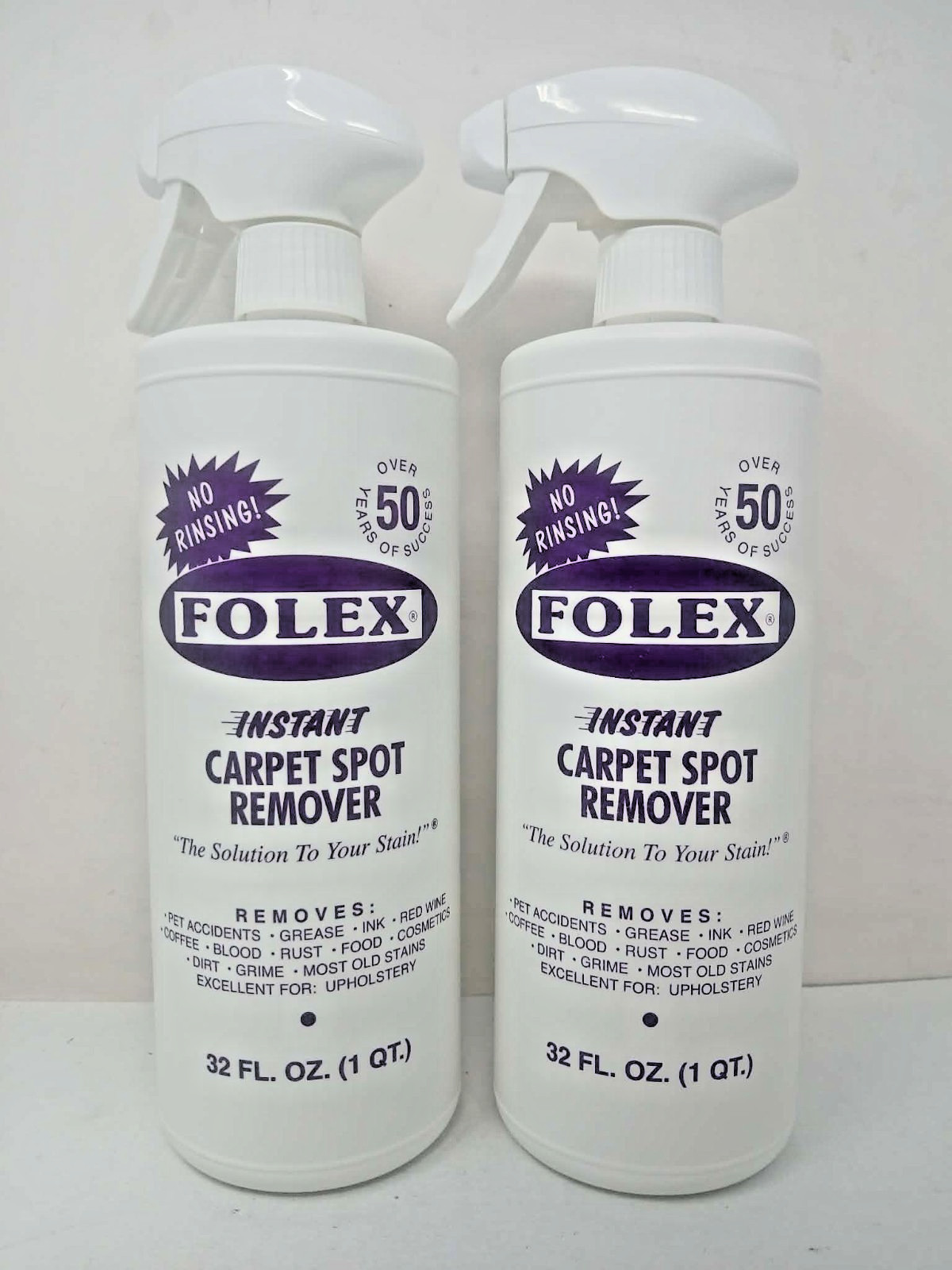 2 Pack – FOLEX Instant Carpet Spot Remover 32 oz For Grease Ink Wine Coffee Etc.