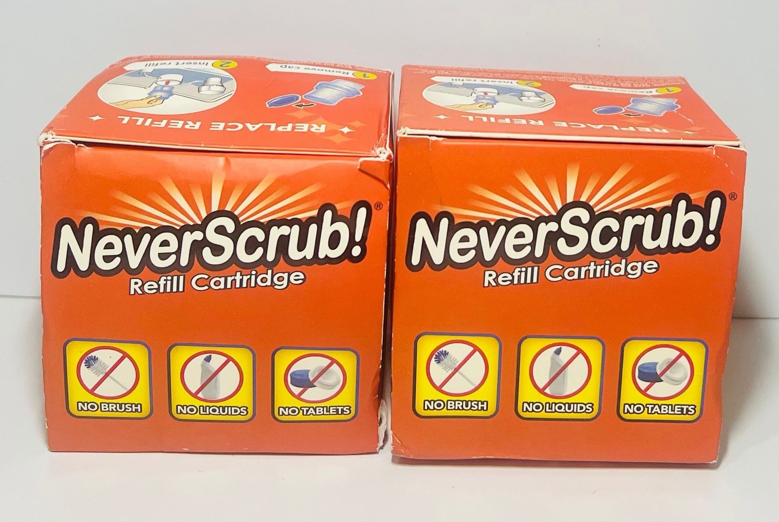 NeverScrub Refill Cartridge 2 Pack Automatic Toilet Cleaner NEW