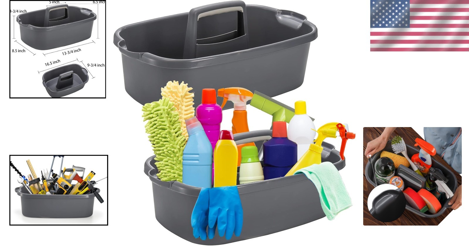 Ergonomic 12.6L Cleaning Bucket Set – Stylish Plastic Caddy for Home or Garden