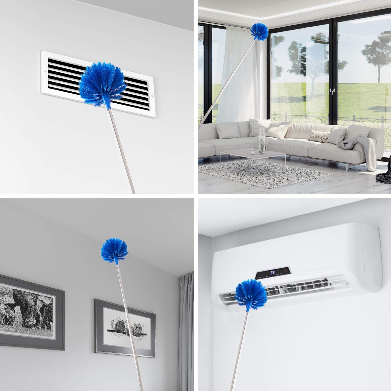 Cobweb Duster with Extension Pole,Spider Web Remover 2PCS Cob Web Duster 15