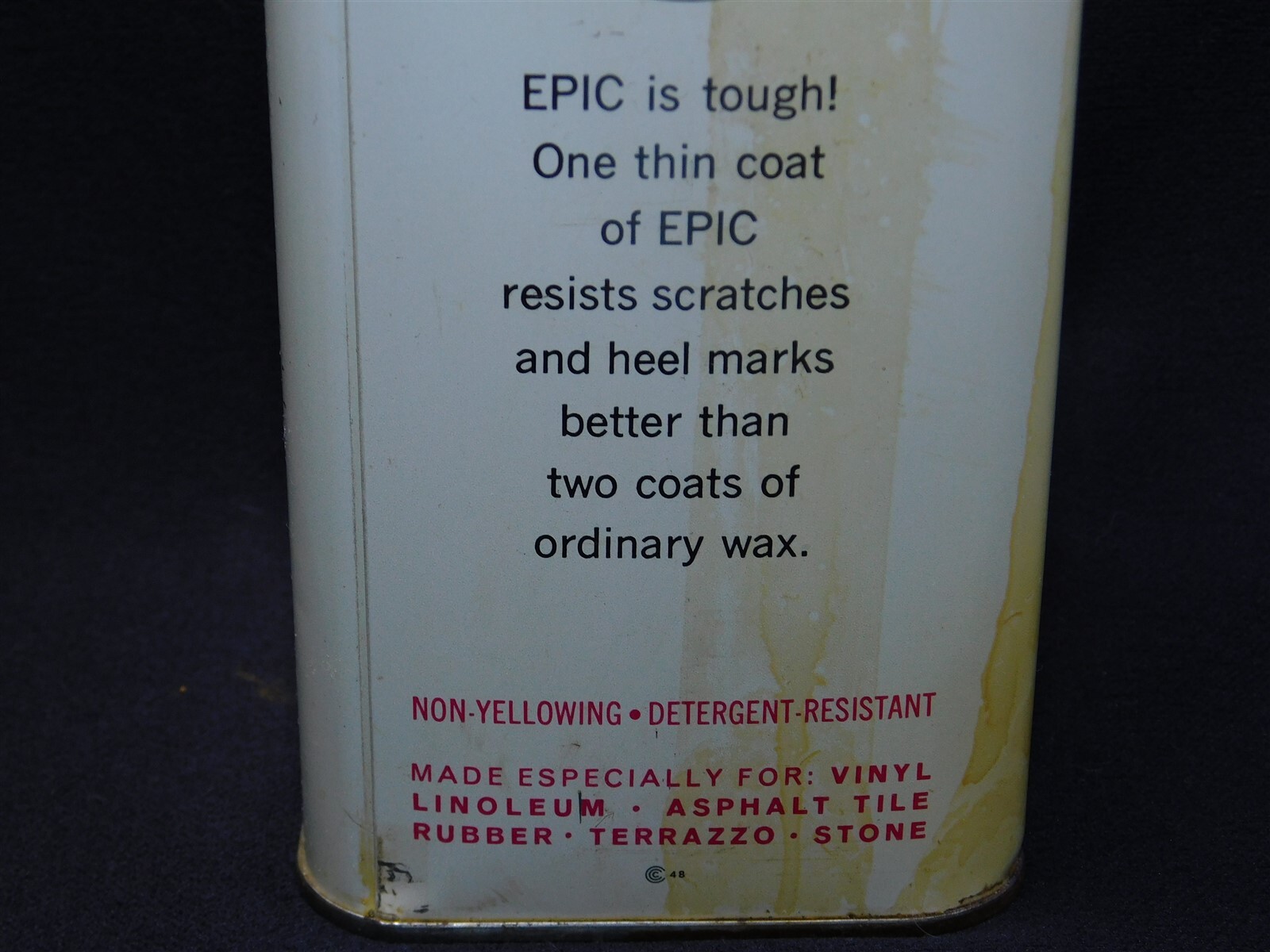 Vintage EPIC By Armstrong Self Polishing Floor Wax One Half Gallon Can Full Prop