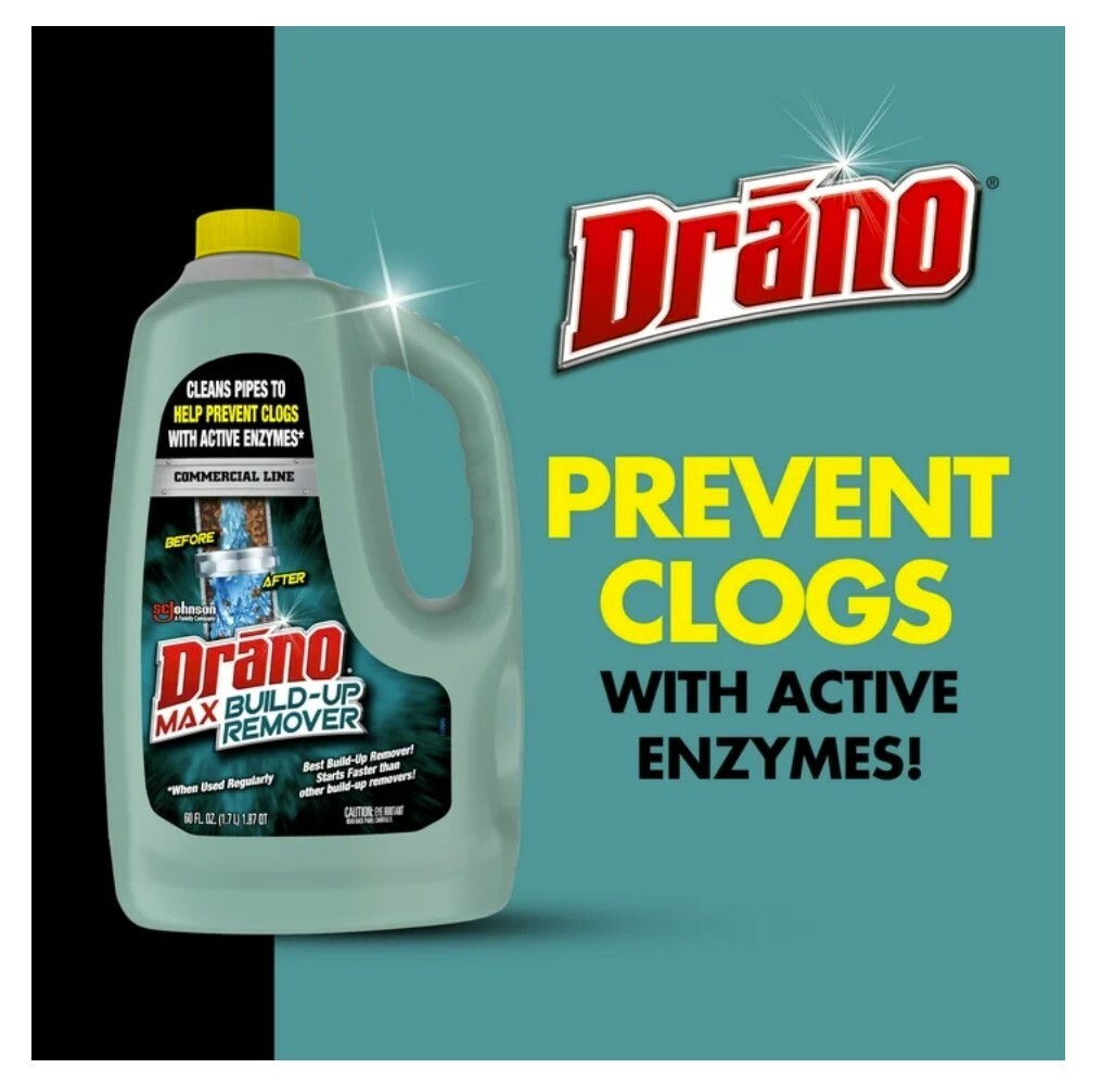Drano Max Build-Up Remover Drain Clog Preventor, Liquid Commercial Line, 60 oz