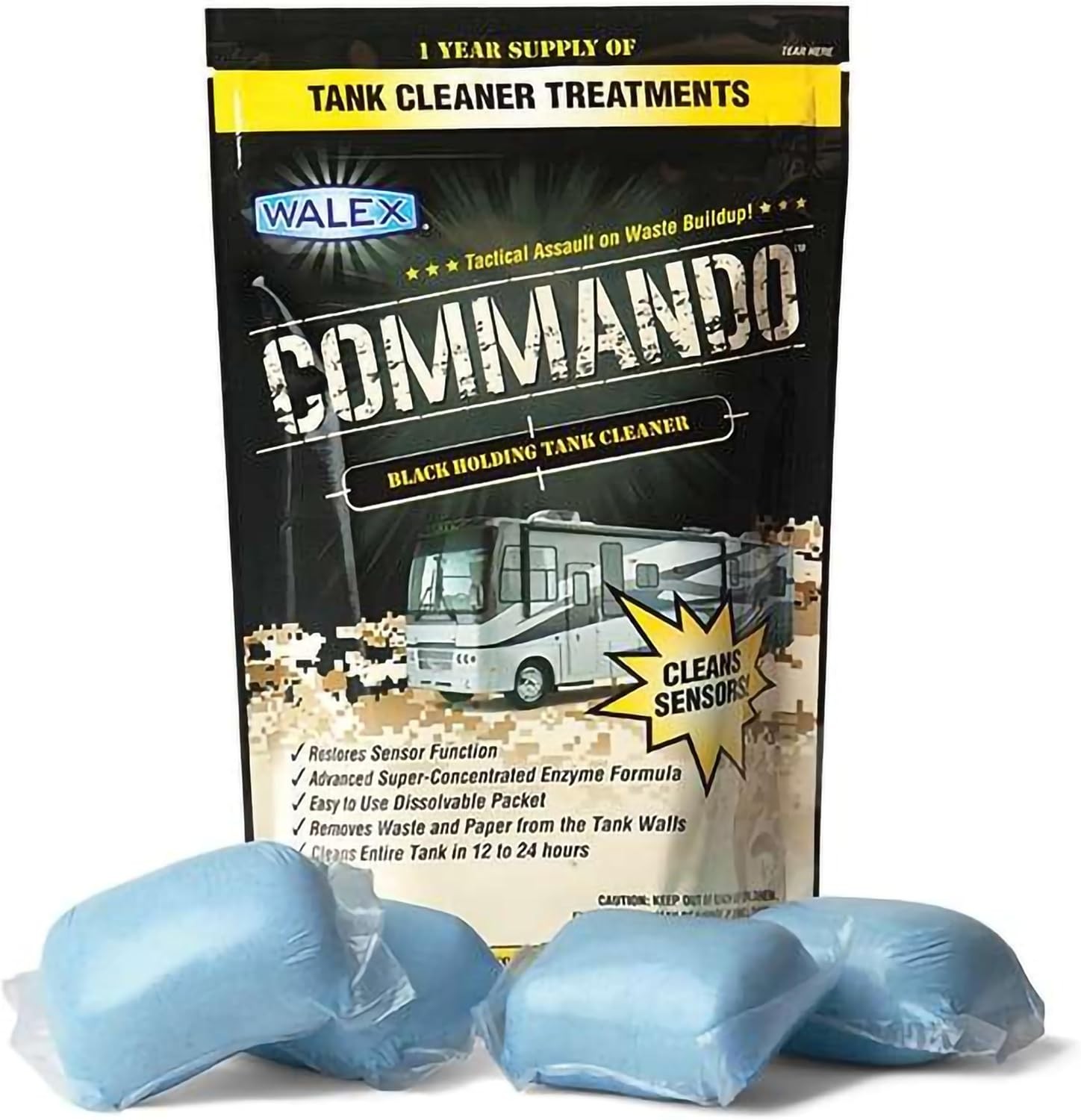Commando RV Black Holding Tank & Sensor Cleaner – Eliminates 4 Count (Pack of 1)