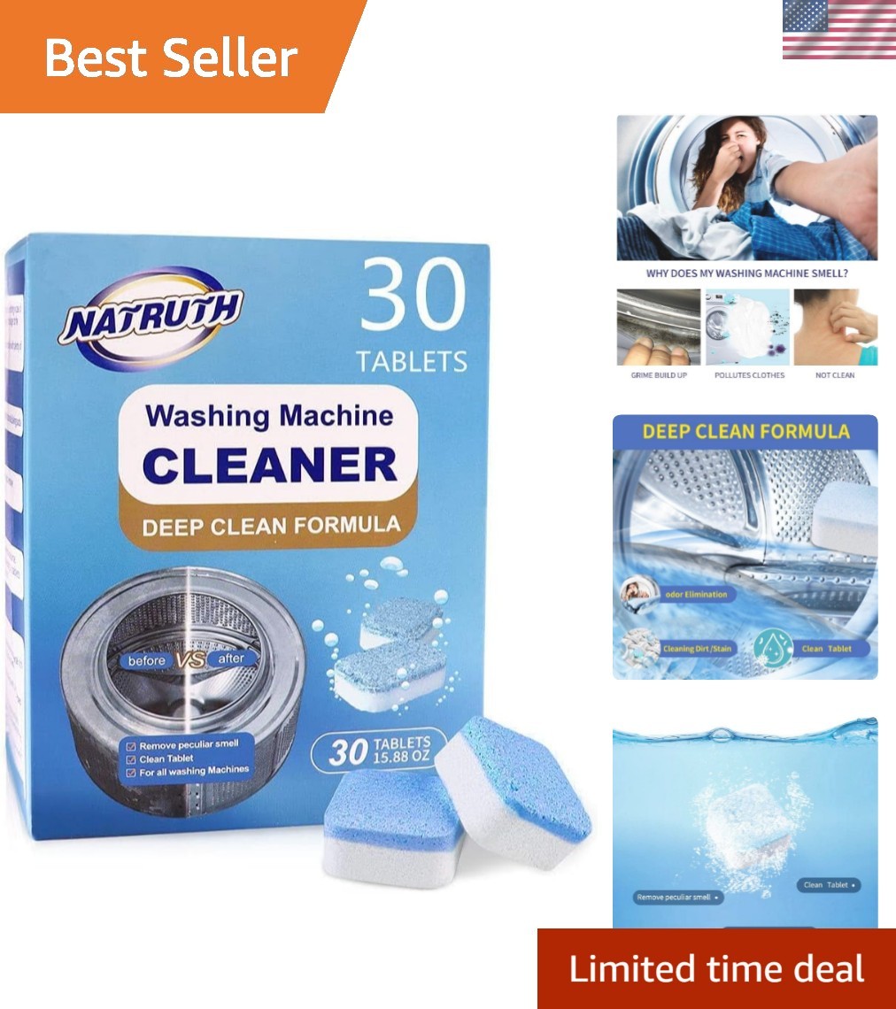 30 Pack Washing Machine Cleaner Tablets, Solid Washer Deep Cleaning Tablet, C…