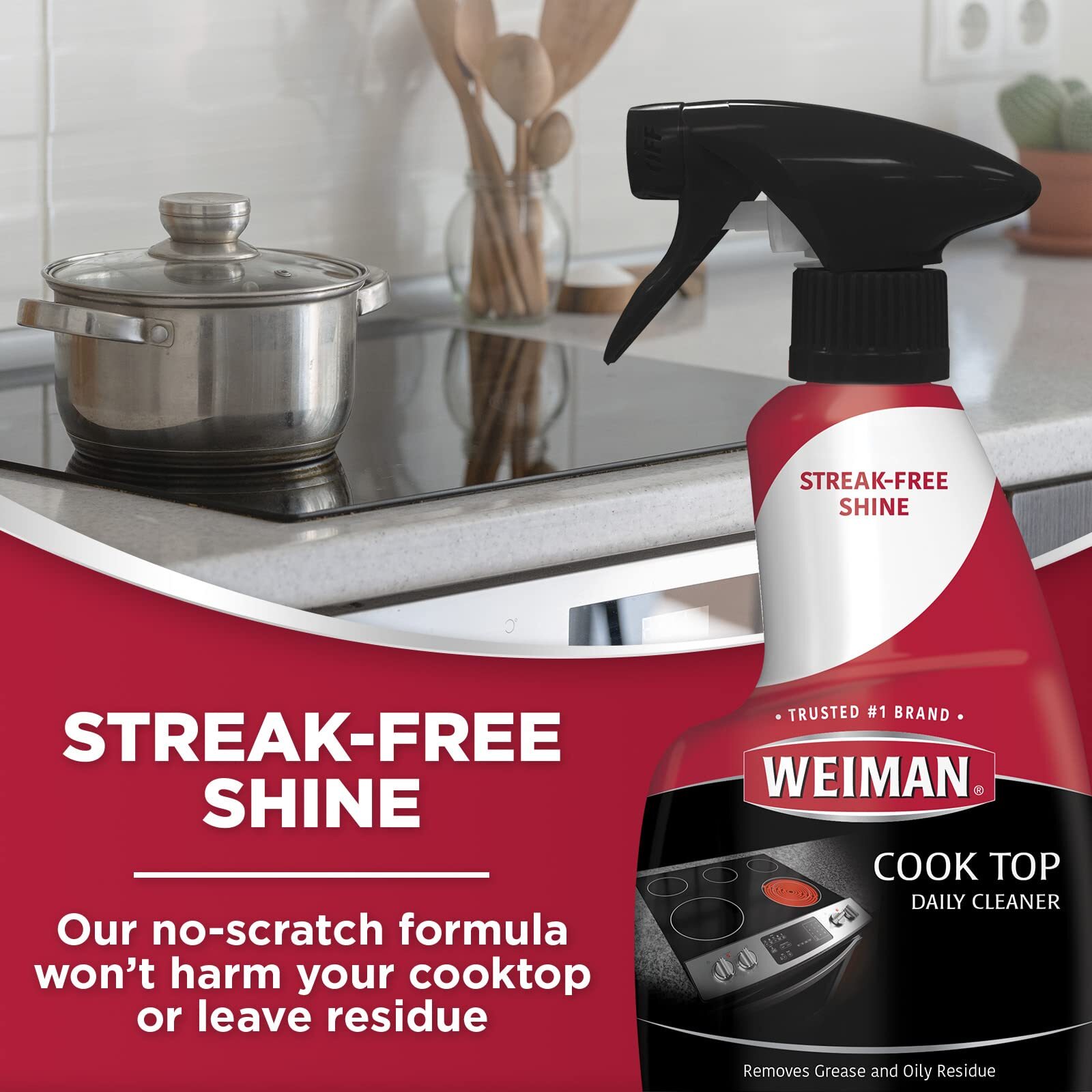 Weiman Cook Top Daily Cleaner Pack 2 with Microfiber Cloth for Stovetops