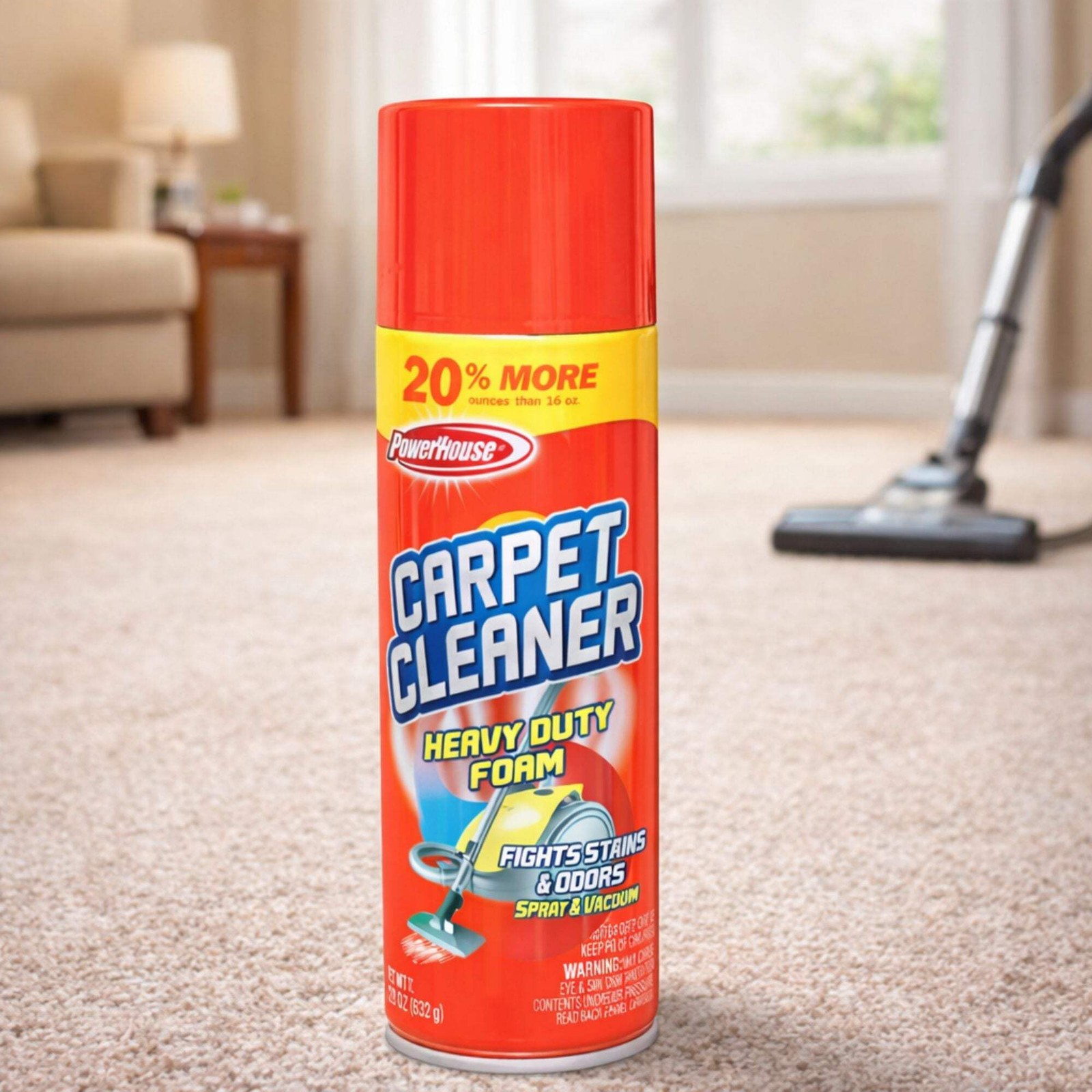 20oz Carpet Cleaner Foam: Heavy Duty Stain Odor Removal Spray PowerHouse