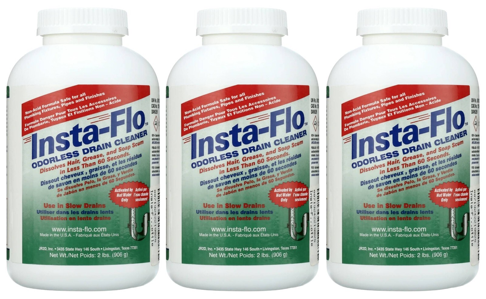 Insta-Flo IS-200 Odorless Drain Cleaner, 2 lbs. (Pack of 3)