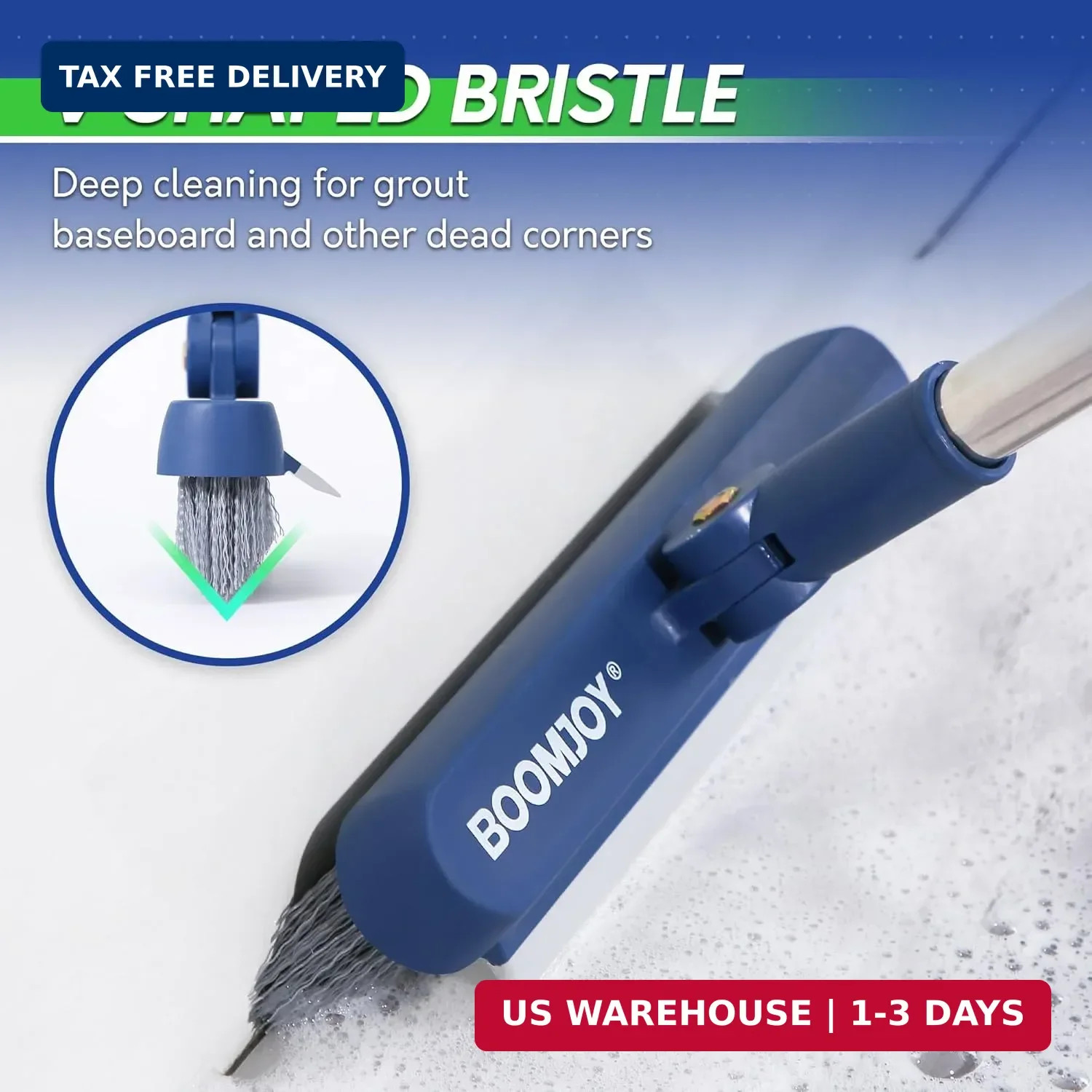 Grout Brush with Long Handle Stiff Bristles Tile Floor Scrubber for Shower Bath