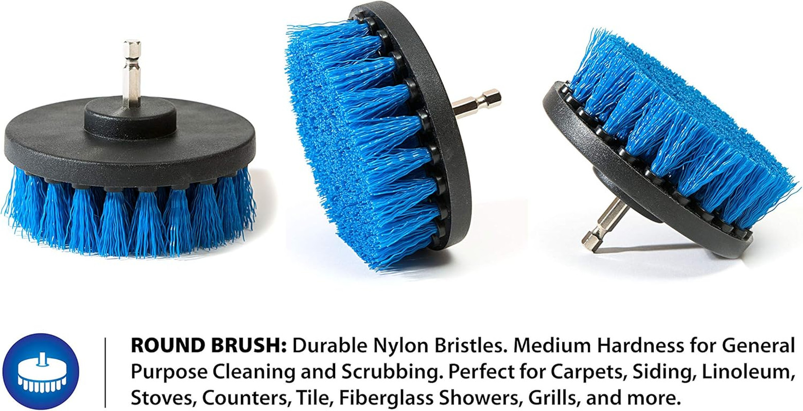 4 Piece Scrub Brush Power Drill Attachments-All Purpose Time Saving Kit-Perfect