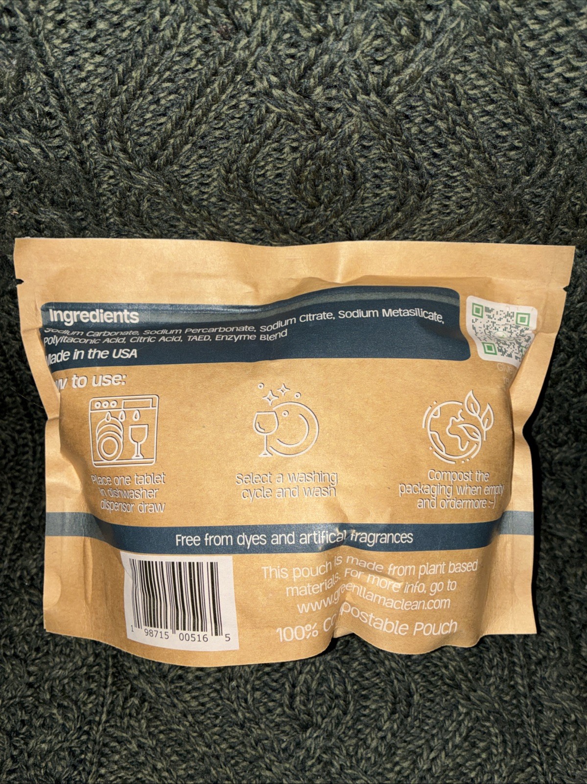 Green Llama Plastic Free, Fragrance Free, Non-Toxic Dishwasher Tabs 20 Count