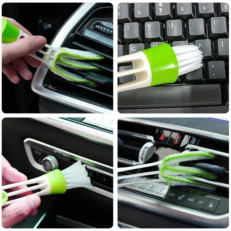 Portable Double End Car Vent Brush Computer Dust Cleaner Window Air Con Blinds