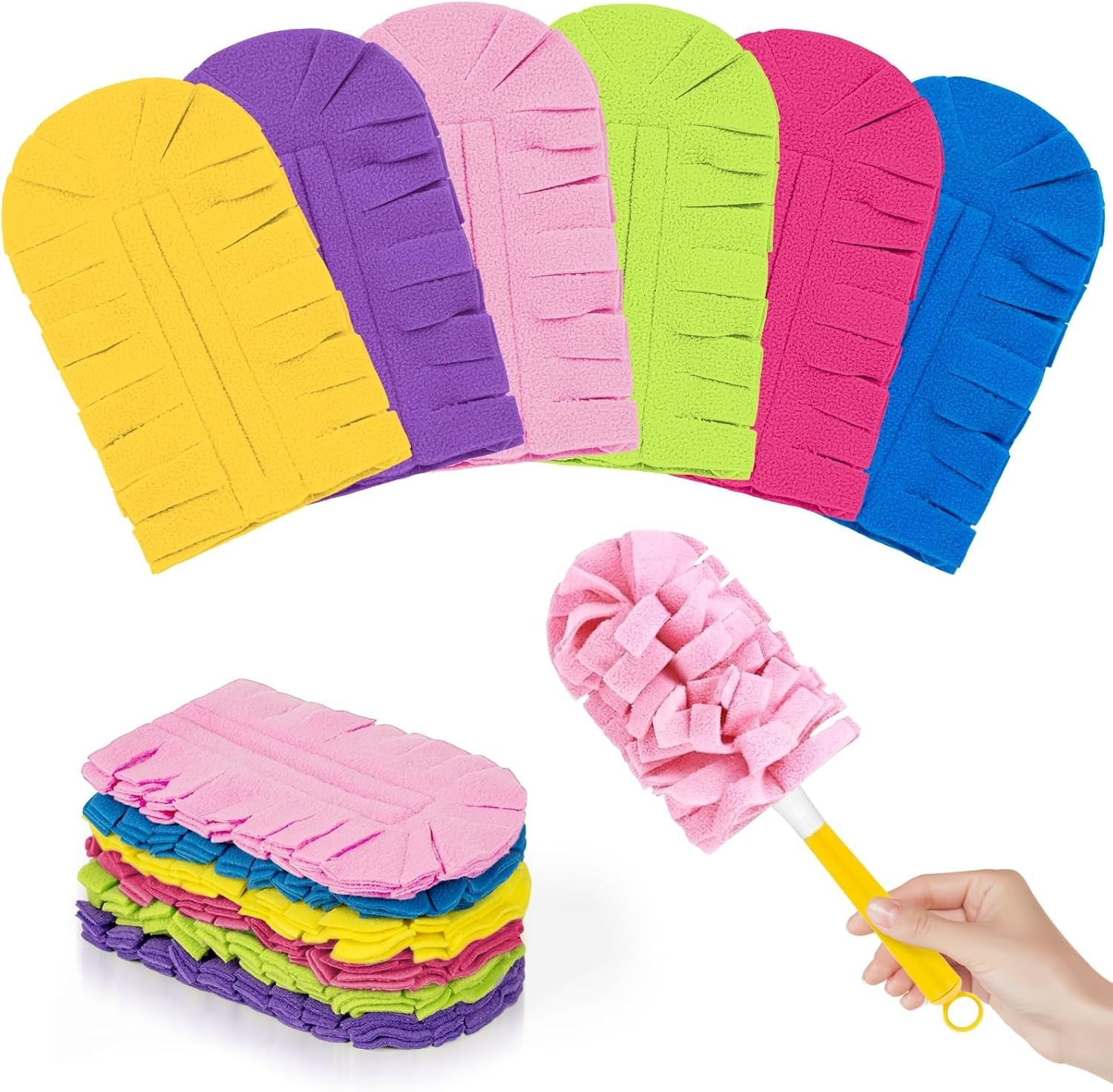 6 PCS Fleece Reusable Duster Refills for Swiffer, Washable 360 Dusters for Cl…