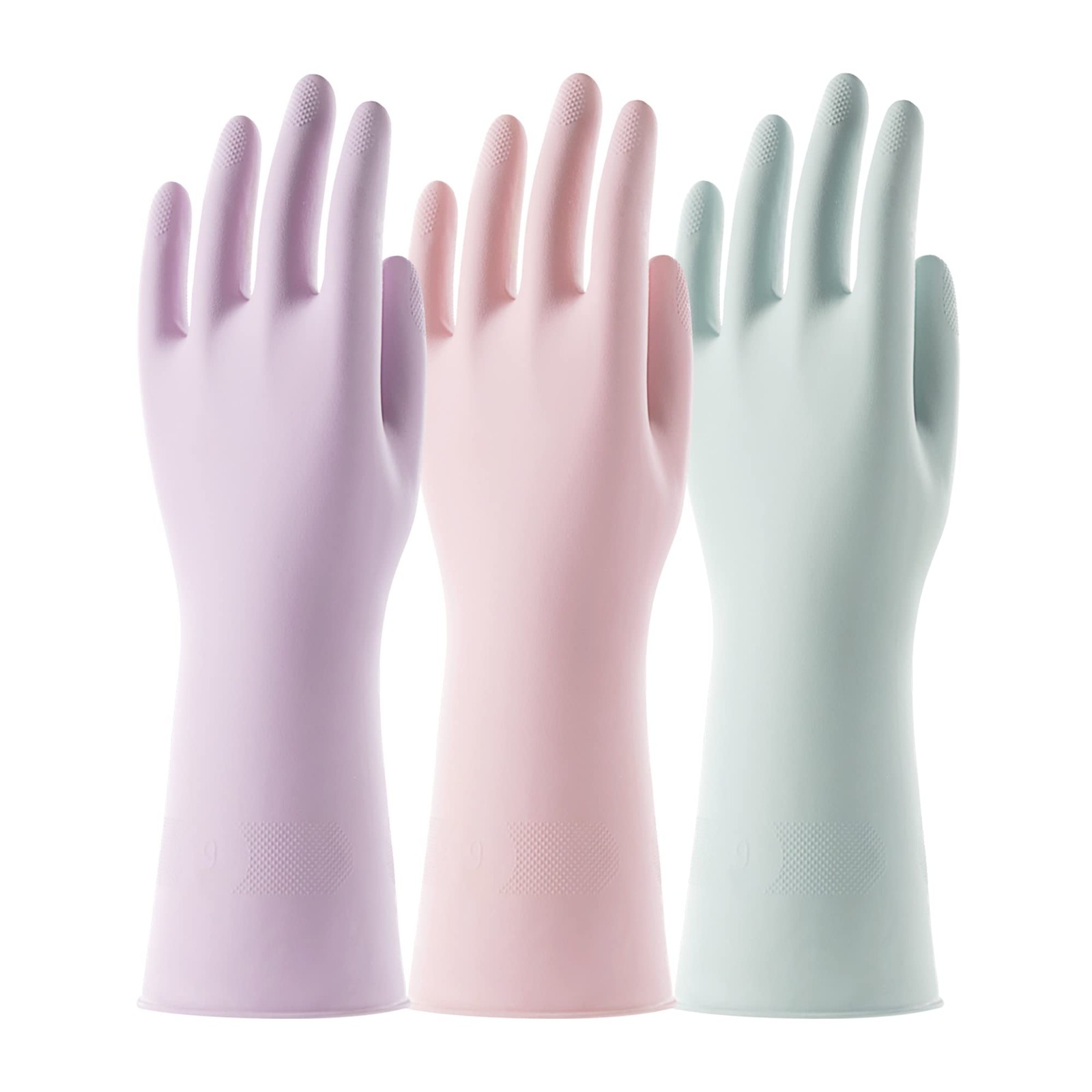 COOLJOB 3 Pairs Colorful Household Gloves Medium (Pack of 3), Assorted Colors
