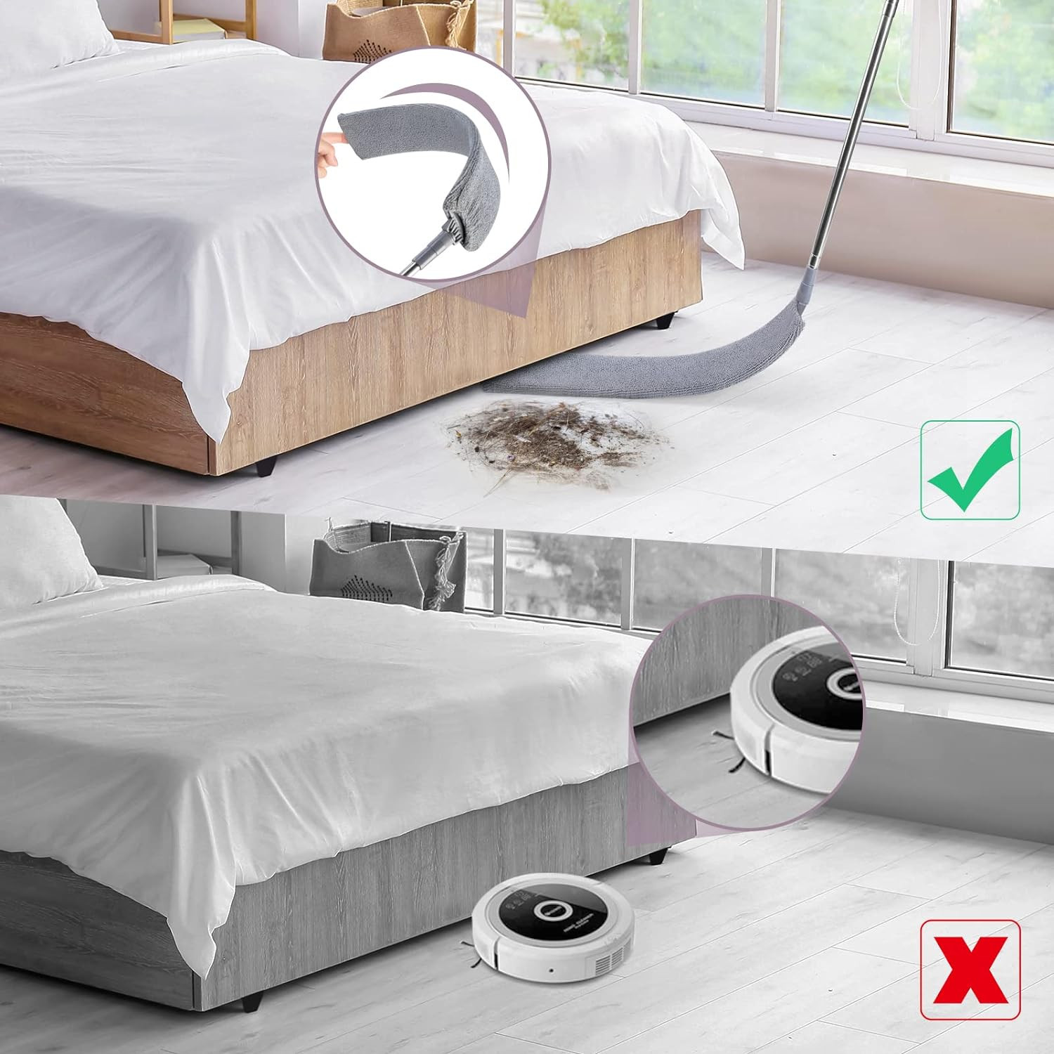 Retractable Gap Dust Cleaner with 3 Microfiber Dusting Cloths & 30-100 Inch Exte