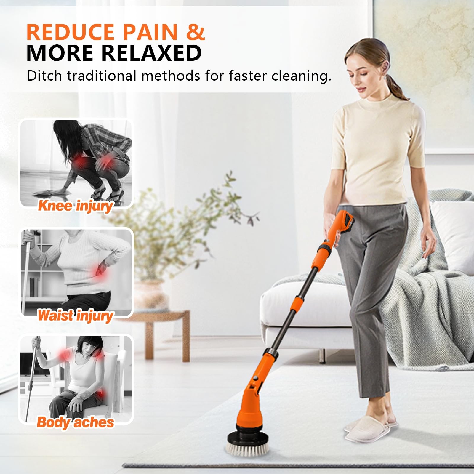 2 Battery Electric Spin Scrubber, 1000RPM Cordless Cleaning Brush Waterproof …