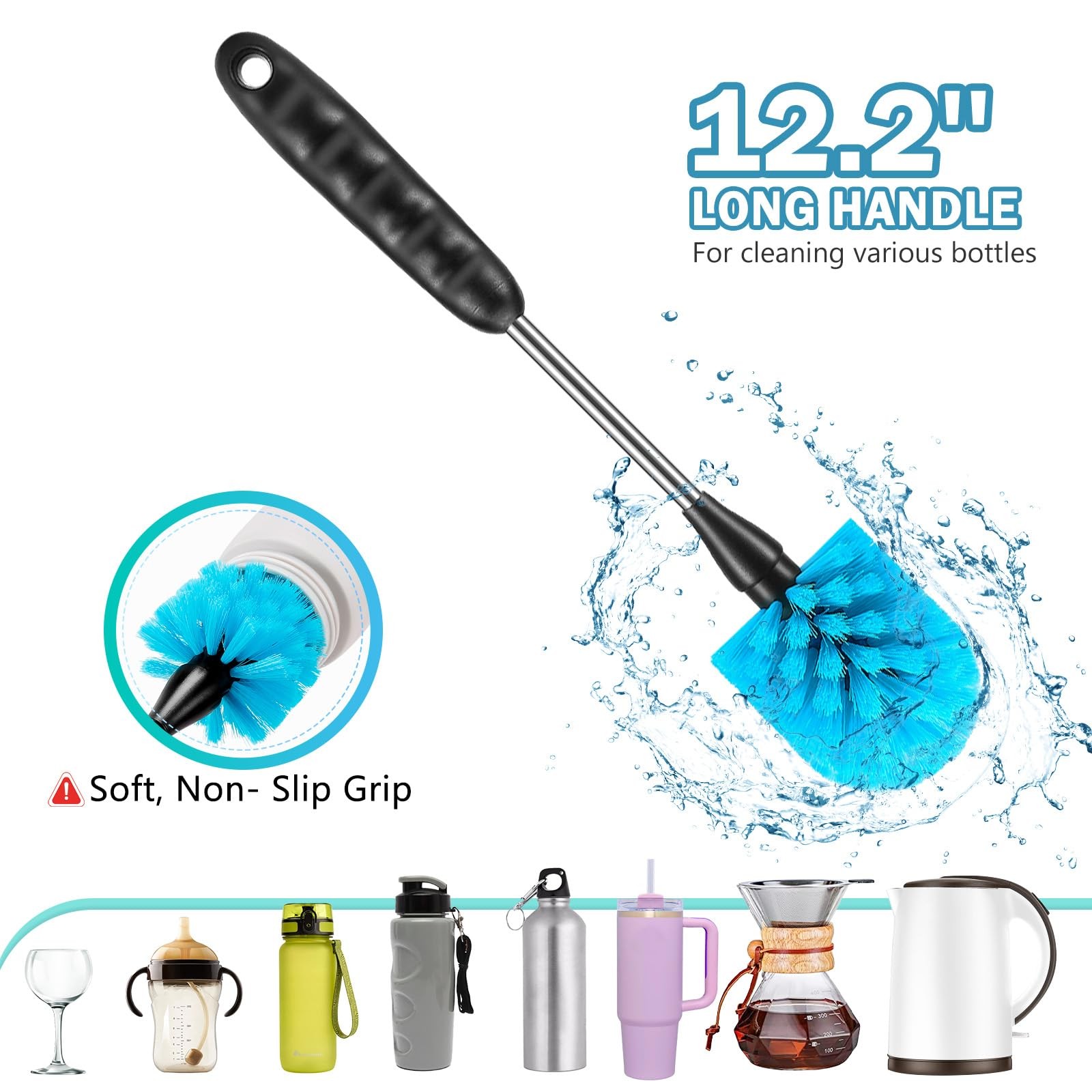 12.2-inch 3-in-1 Bottle Brush Set for Coffee Cups Water Bottles Baby
