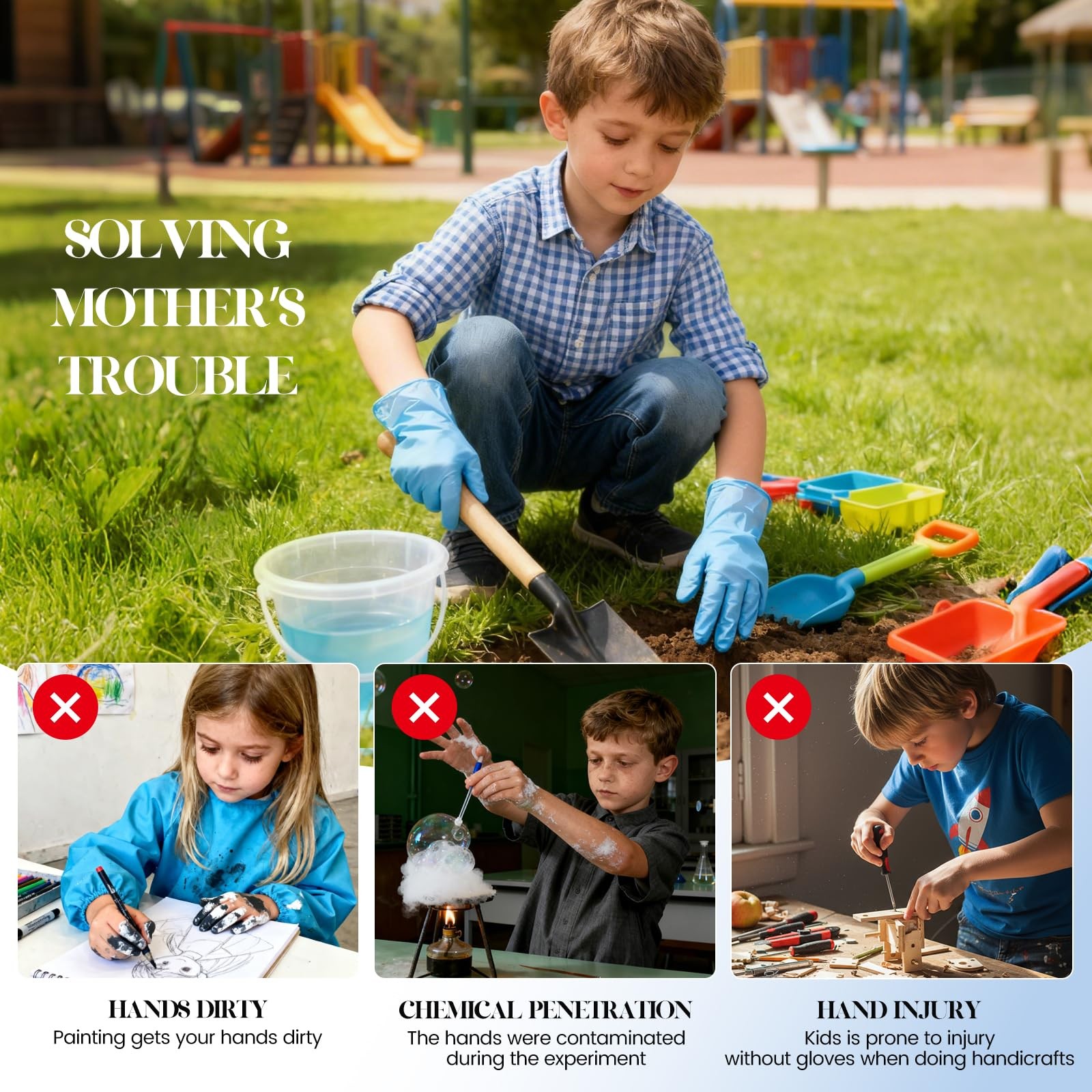 Xandoval Kids Nitrile Gloves for 6-10 Years, 5Mil Blue Small, of 100pcs