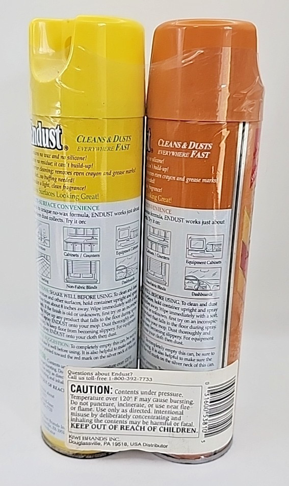 Vintage 1990s Endust Lemon & Country Harvest Furniture Spray Dust Cleaner NOS