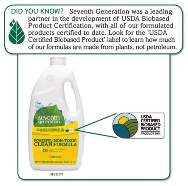 Seventh Generation Natural Automatic Dishwasher Gel, Lemon Scent, 42 oz Bottle