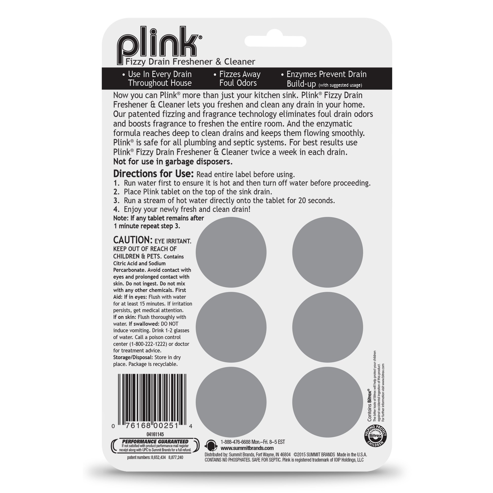 Plink Fizzy Drain Freshener Cleaner 6 Count Lemon Deodorizer Tablets