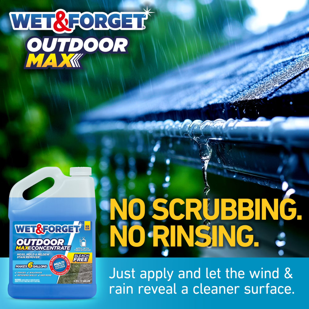 Wet & Forget Outdoor Cleaner Concentrate 1 Gal, Mold, Mildew, Moss Killer, 2Pack
