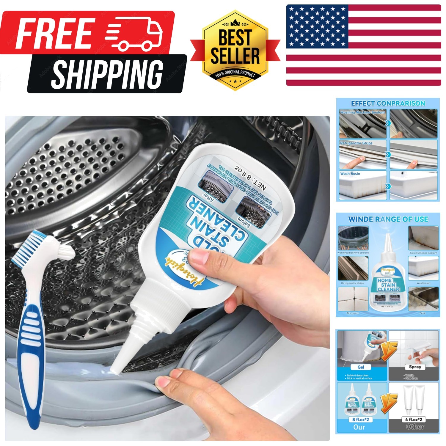 Home Remover Gel, 8 Fl Oz Household Washing Machine Cleaner for Washing Machi…