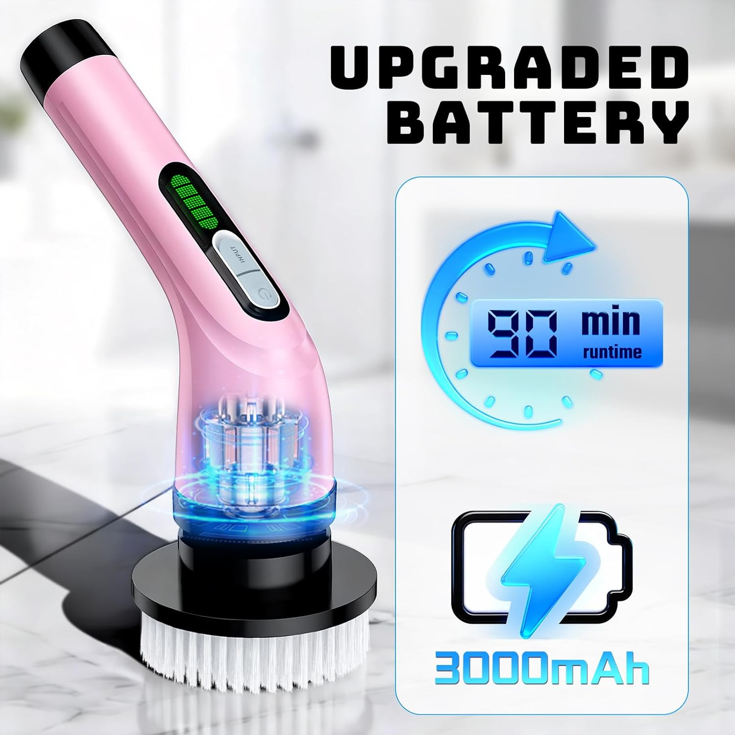 Electric Spin Scrubber for Cleaning Bathroom: Cordless Power Shower Scrubber – E