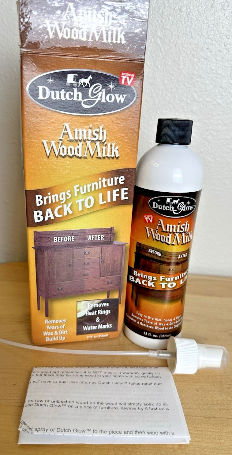 Dutch Glow Amish Wood Milk Furniture Polish Cleaner Partial Bottle ~ 10 Oz