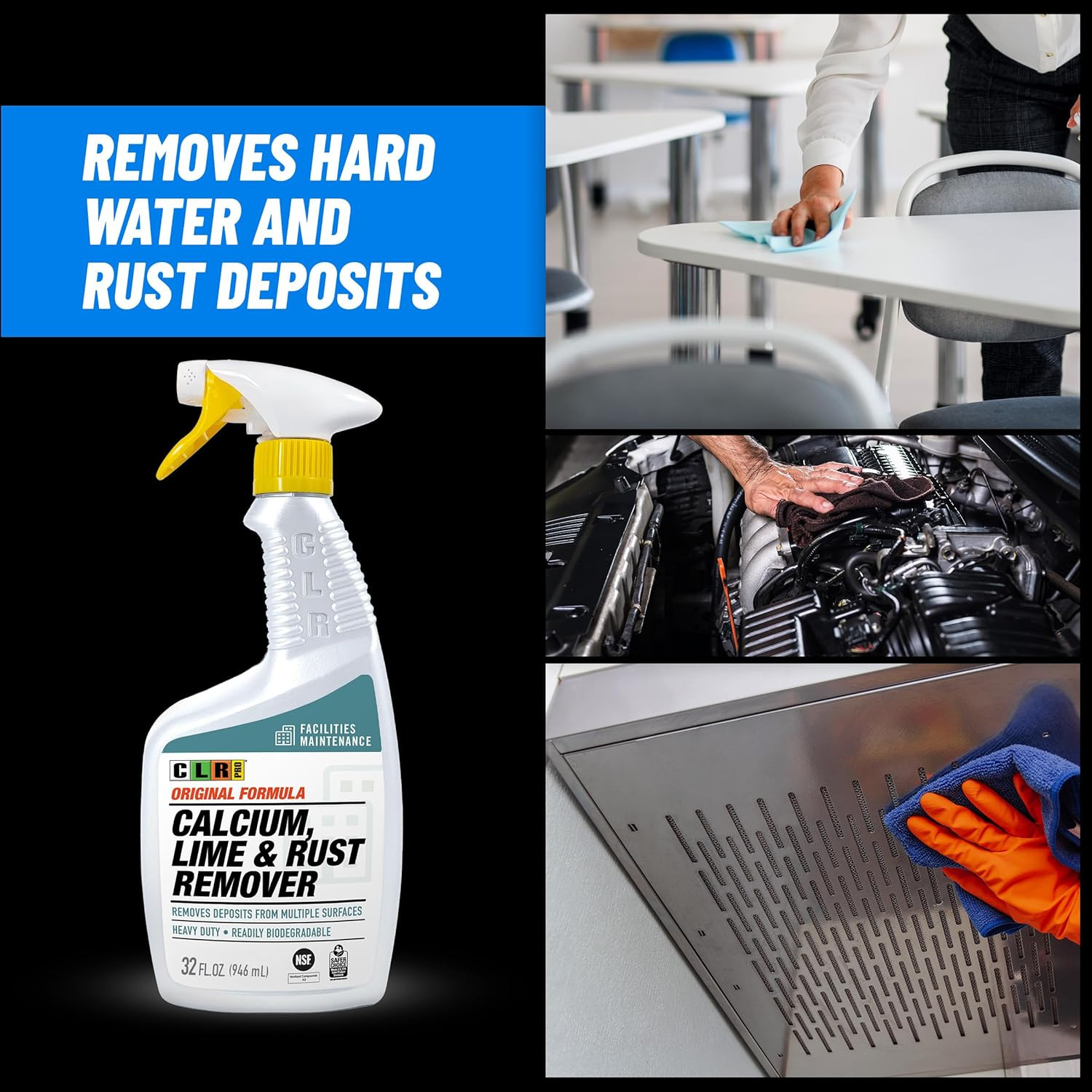 PRO Calcium, Lime & Rust Remover, 32 Oz. Spray Bottle, Pack of 2, Quickly Remove