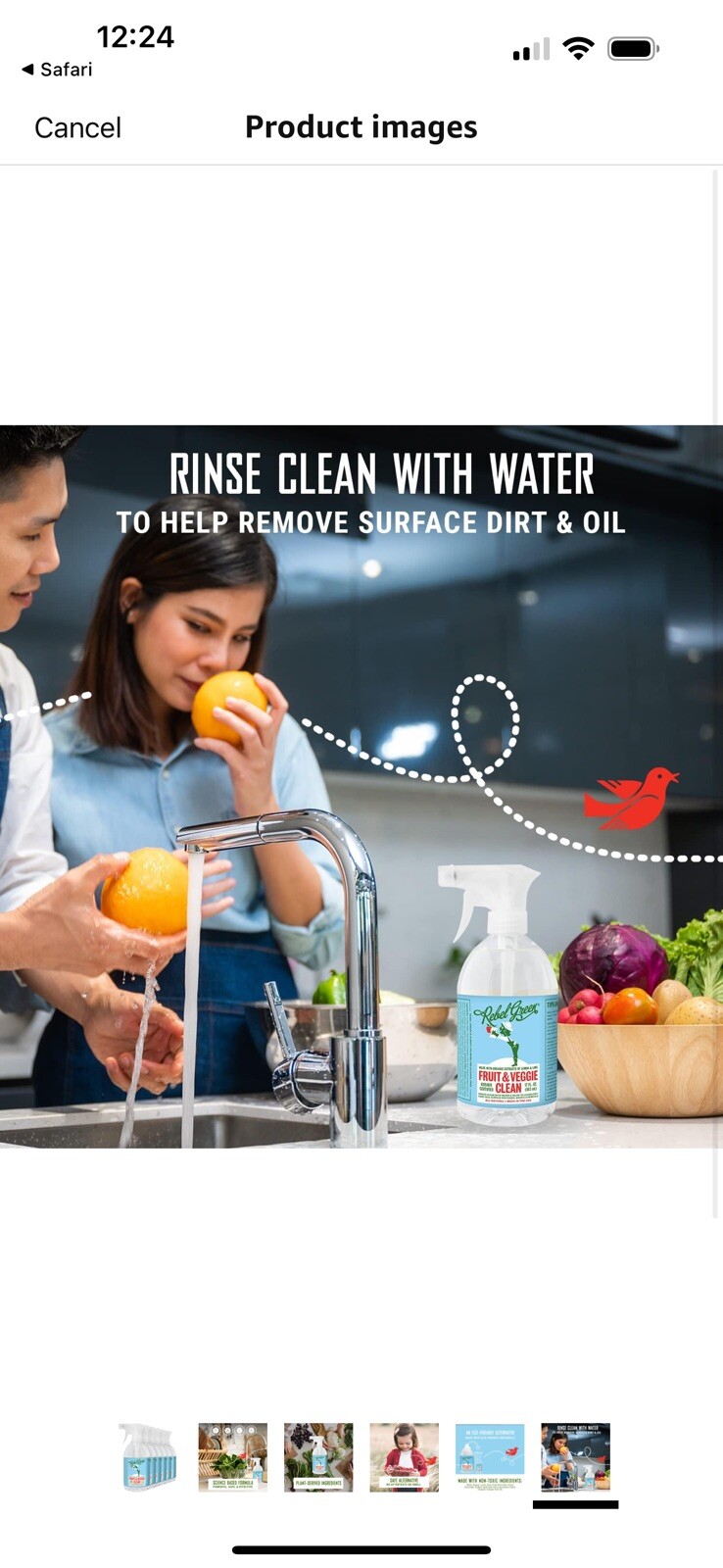 Rebel Green Cleaning Solution – Fruit and Veggie – Case of 12 – 17 fl oz