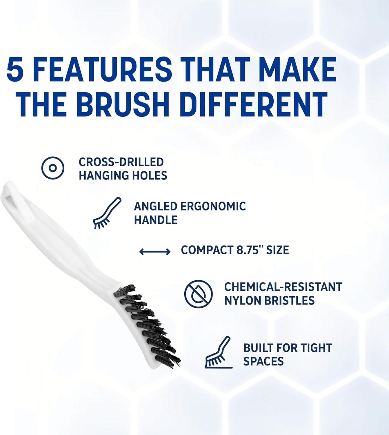 Durable Flo-Pac Grout Brush – 8-Inch Crevice Brush for Tile and Shower Cleaning