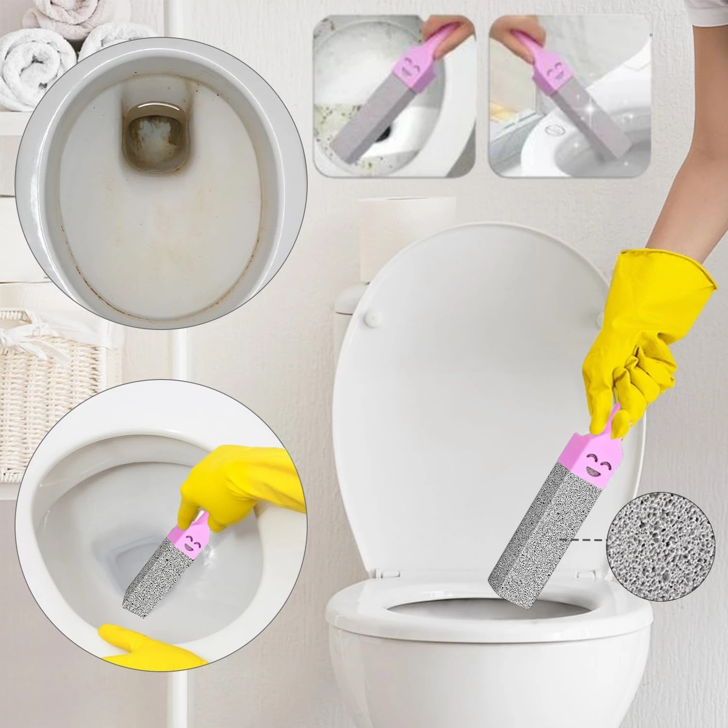 5 PCS Pumice Stone Cleaning Stick Seat Toilet Limescale Rust Stain Dirt Removal